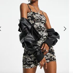 Topshop ruched jersey mini slip dress Size 4 Stretchy Soft Tulle Flattering